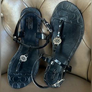 Coach Black Jelly Thong Pansy/Bridle Sandals
